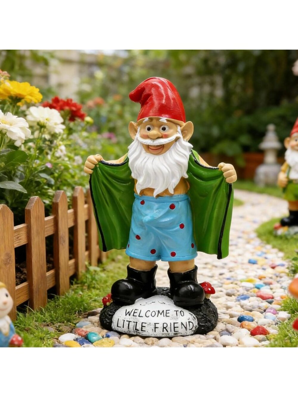 Funny 8.3" Garden Gnome Statue - Unique Outdoor Decor for Patio, Lawn & Yard